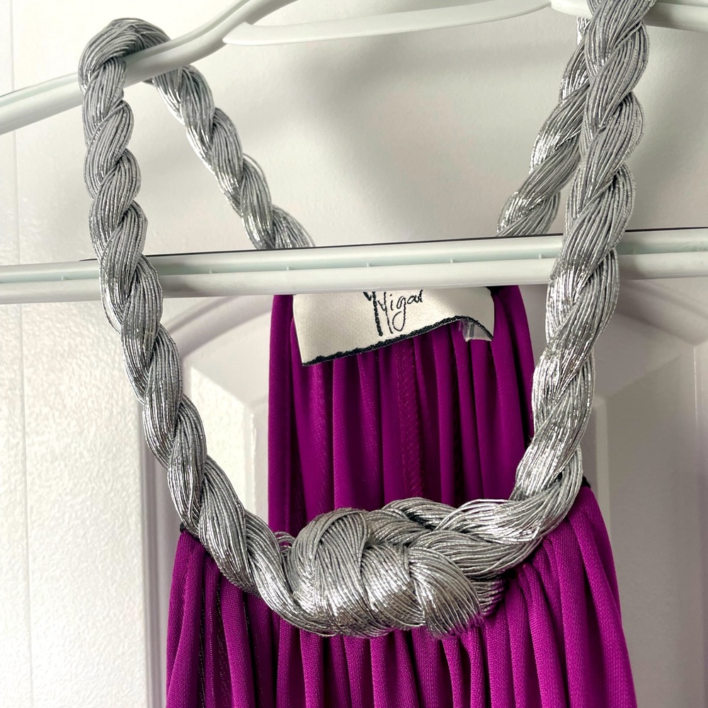 Purple Yigal Azrouel Short dress with silver braided detail